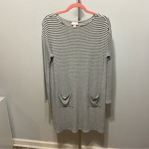 J. Jill Long Sleeve Stripes Midi Dress Size S